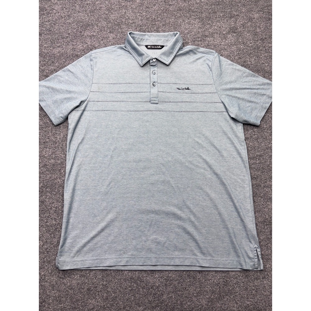 TravisMathew Mens XL Light Blue Heathered Performance Golf Polo Short Sleeve